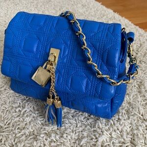 Paradox Authentic Leather Blue Quilted Chain purse